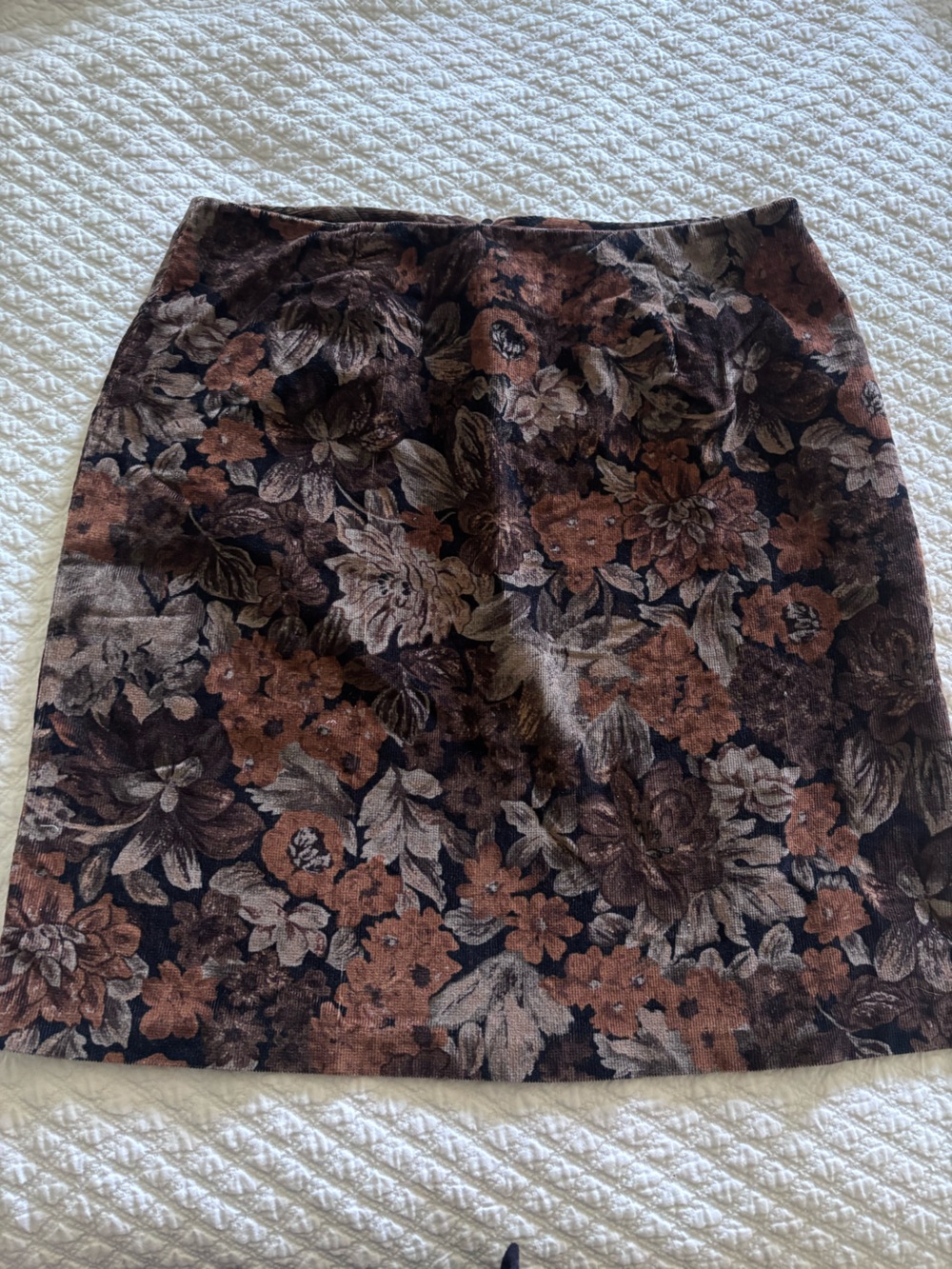 Vintage Carolina Blues Floral Velvet A-Line Skirt - Brown Multi
